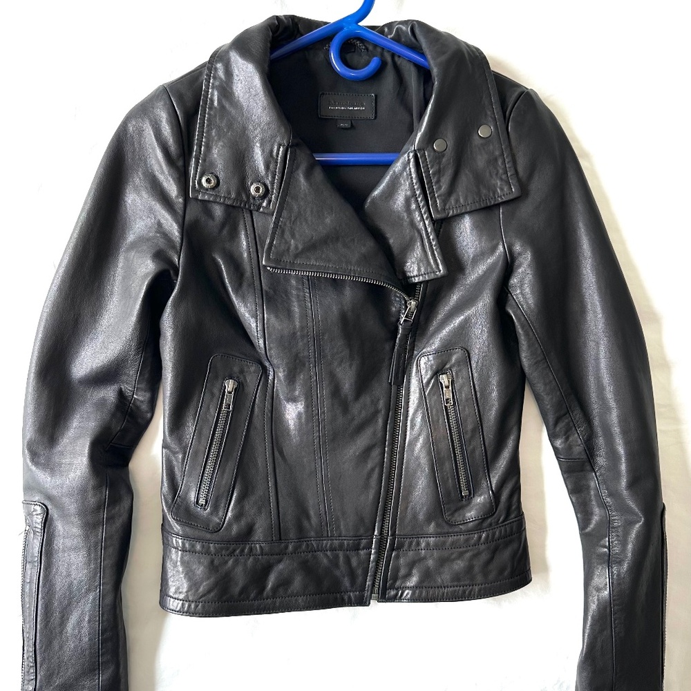 Mackage x Aritzia black leather jacket
